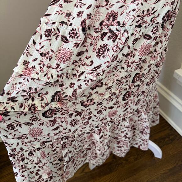 LOFT Lined Floral Silver Flecked Tiered Maxi Skirt and Sleeveless Top Size SP - Picture 3 of 12